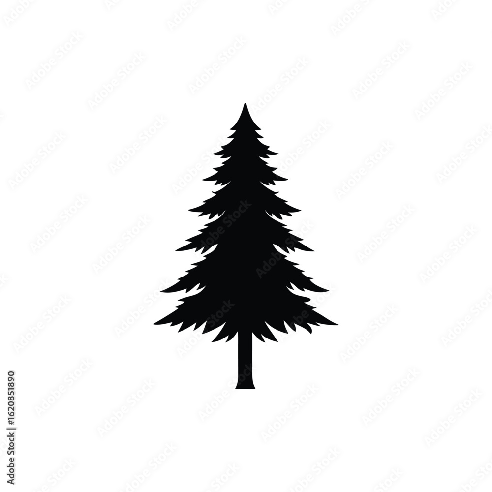 Fototapeta premium Simple pine tree silhouette icon