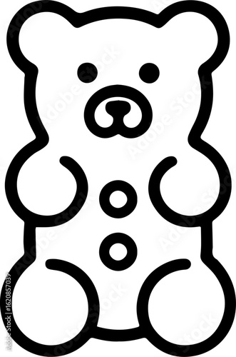Minimalist black and white gummy bear vector icon