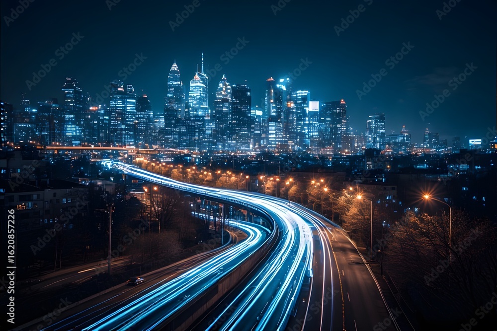 Obraz premium futuristic traffic light of hong kong city.