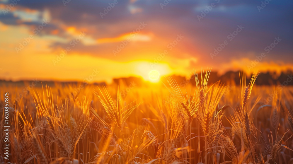 Fototapeta premium Wheat field at sunset