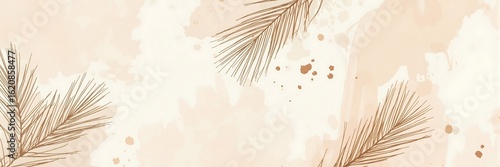 Elegant beige watercolor background with abstract texture and decorative elements for artistic design and creative projects