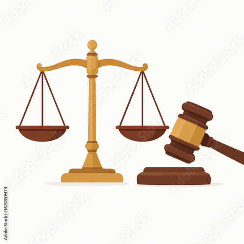 scales of justice and gavel