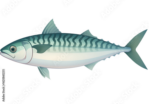 mackerel fish illustration with blue stripes isolated vector graphic ocean seafood animal