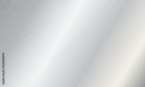 Brushed metal texture background in light silver tones with diagonal strokes and soft gradient reflections, ideal for industrial design, steel surfaces, modern tech, and clean branding