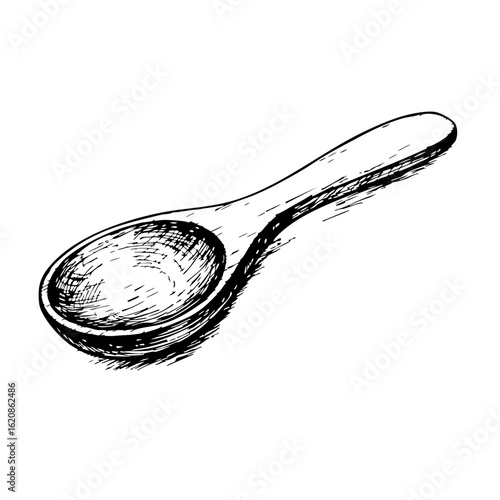 Vintage sketch of a wooden spoon in a detailed illustration  