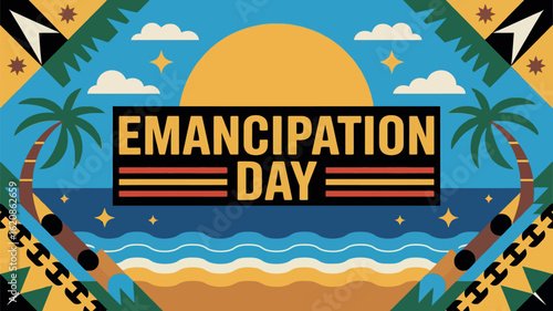 Barbados Emancipation Day Sunrise and Ocean Celebration Design