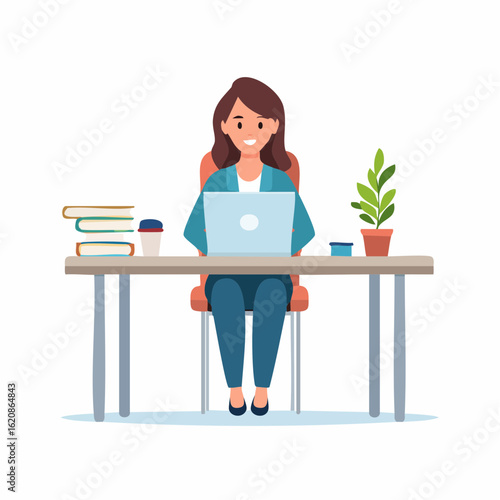 Businessfrau am Schreibtisch mit Laptop – moderne Arbeitswelt