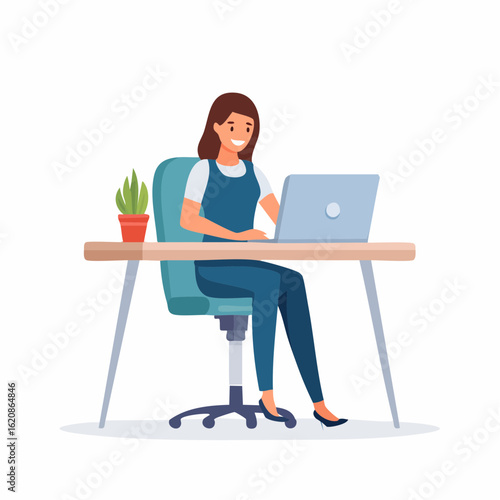 Businessfrau am Schreibtisch mit Laptop – moderne Arbeitswelt