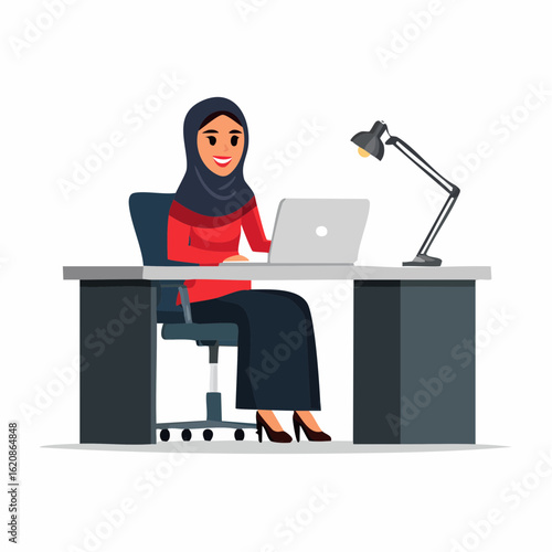 Businessfrau am Schreibtisch mit Laptop – moderne Arbeitswelt