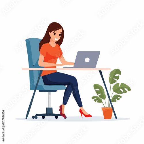 Businessfrau am Schreibtisch mit Laptop – moderne Arbeitswelt