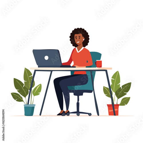 Businessfrau am Schreibtisch mit Laptop – moderne Arbeitswelt