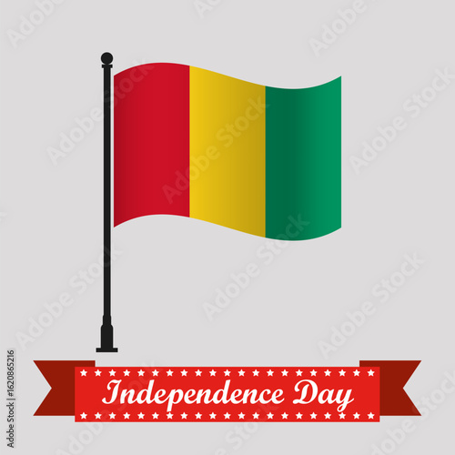 Flat Guinea Independence Day With Waving Flag