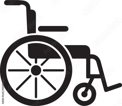 Vintage car and train wheels with a clear wheelchair icon illustration
