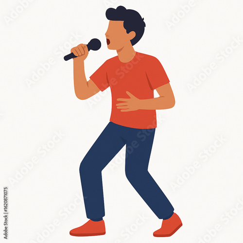 silhouette of a young man with a microphone