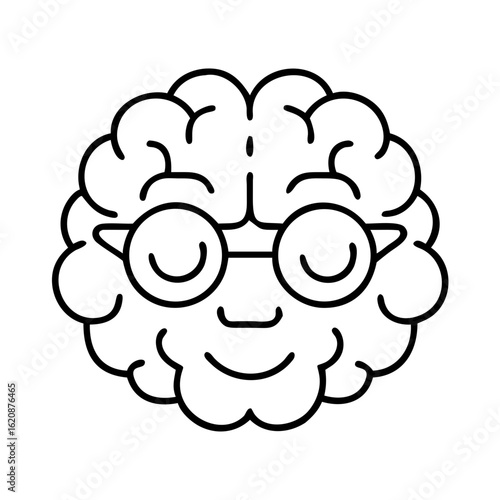Brain with glasses vector illustration for intelligence creative idea mind learning study icon