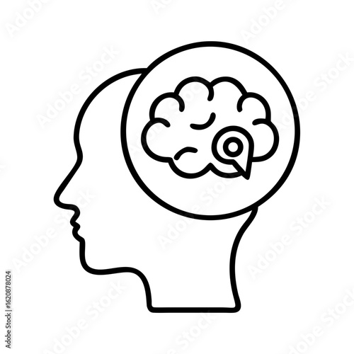 Brain health human mind psychology mental health awareness and focus location concept icon design