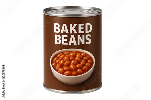 Baked beans can isolated on transparent background
