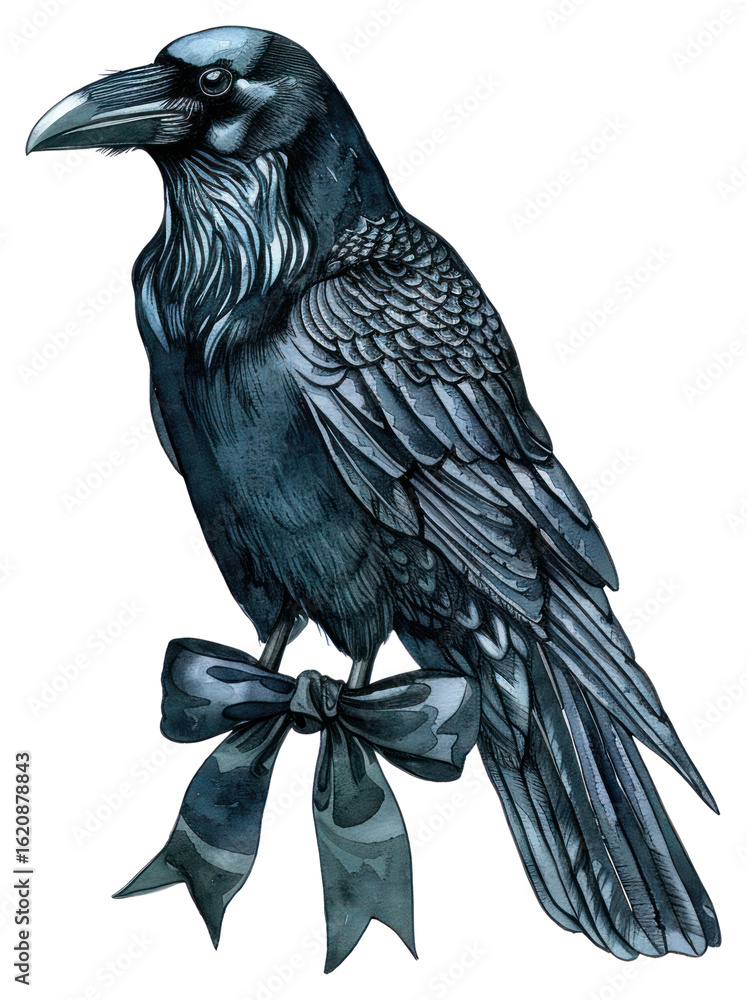Fototapeta premium PNG A black raven illustration blackbird drawing.