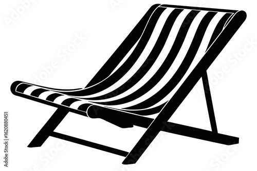 Black wooden director's deck chair isolated on a white background, perfect for a relaxing summer vacation