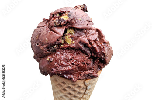 Dubai chocolate ice cream isolated on white
