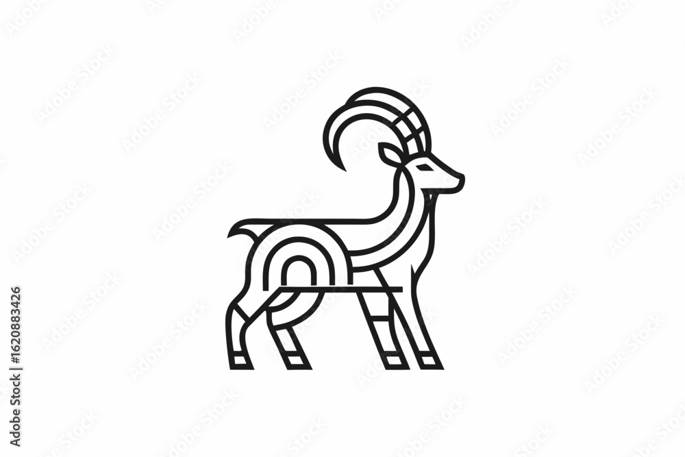 Fototapeta premium Black gazelle silhouette vector art illustration