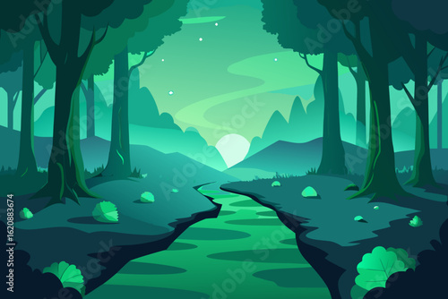 landscape with trees and water