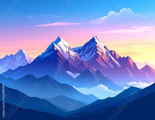 Mountain range at dawn