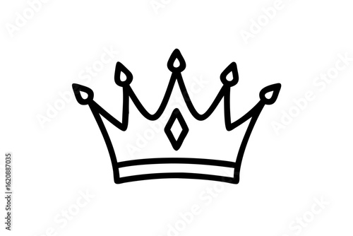 royal crown silhouette black and white art line