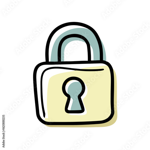 Colorful cartoon padlock with keyhole on white background  