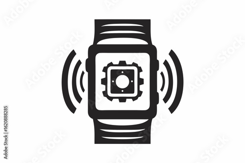 smartwatch vector black and white silhouette 