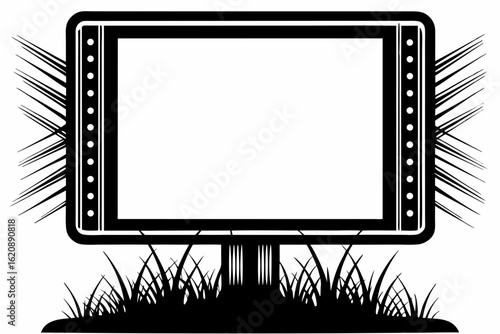 vector tv set black and white silhouette