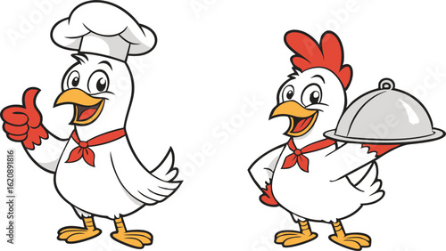 Chicken vector design, Cock logo and icon Design, Chef Cock Illustration vector design