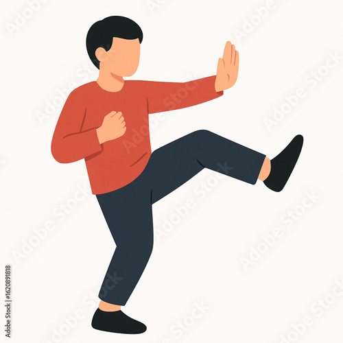 Man practicing martial arts or self-defense.