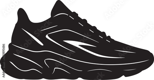 Simple Line Drawing of a Futuristic Sneaker with Bold Curve Shape for Modern Footwear