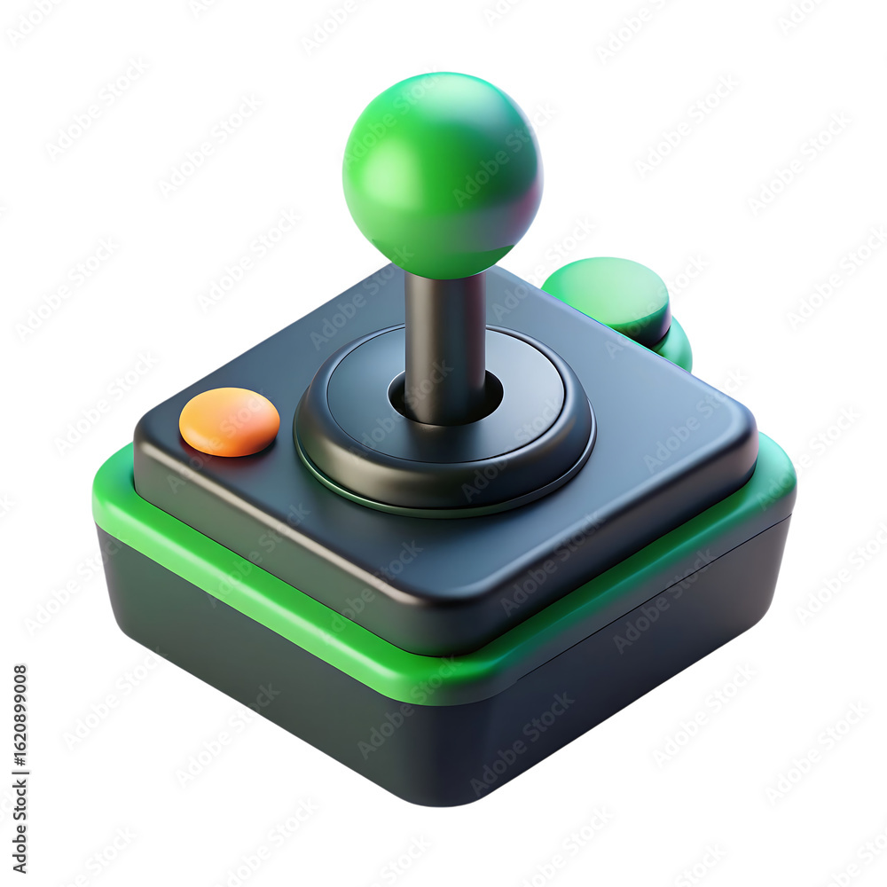 3d icon of a joystick isolated on transparent background, a green joystick for retro video game console 3d icon of a joystick isolated on transparent background, a green joystick for retro video game console