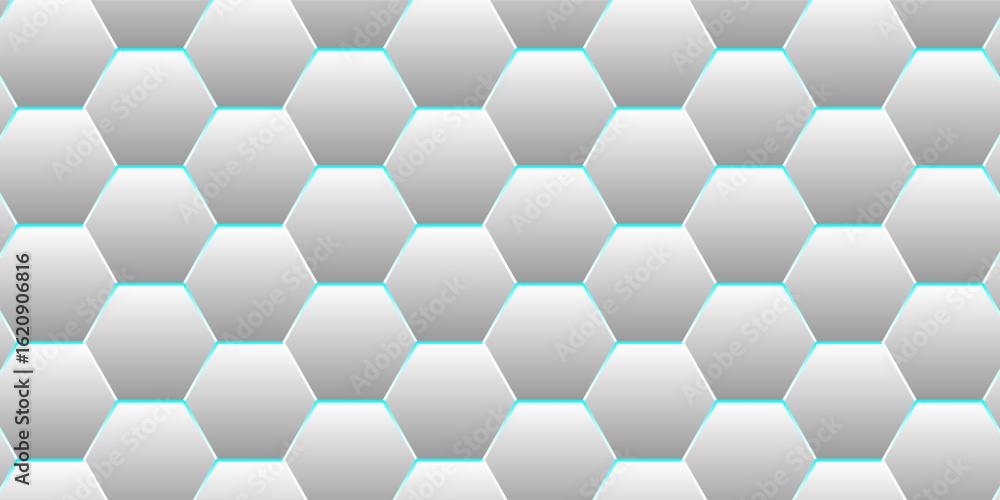 Naklejka premium Abstract. Hexagon white background , blue light and shadow. Vector
