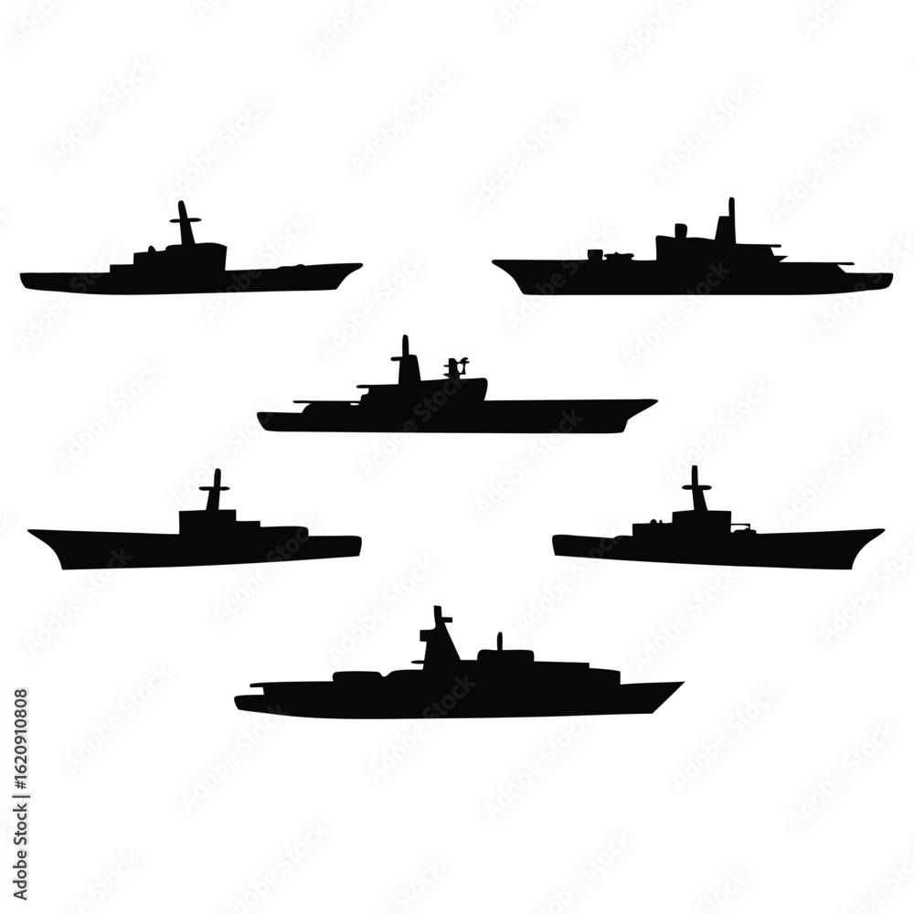 Fototapeta premium fleet-of-battleship-silhouettes-in-formation