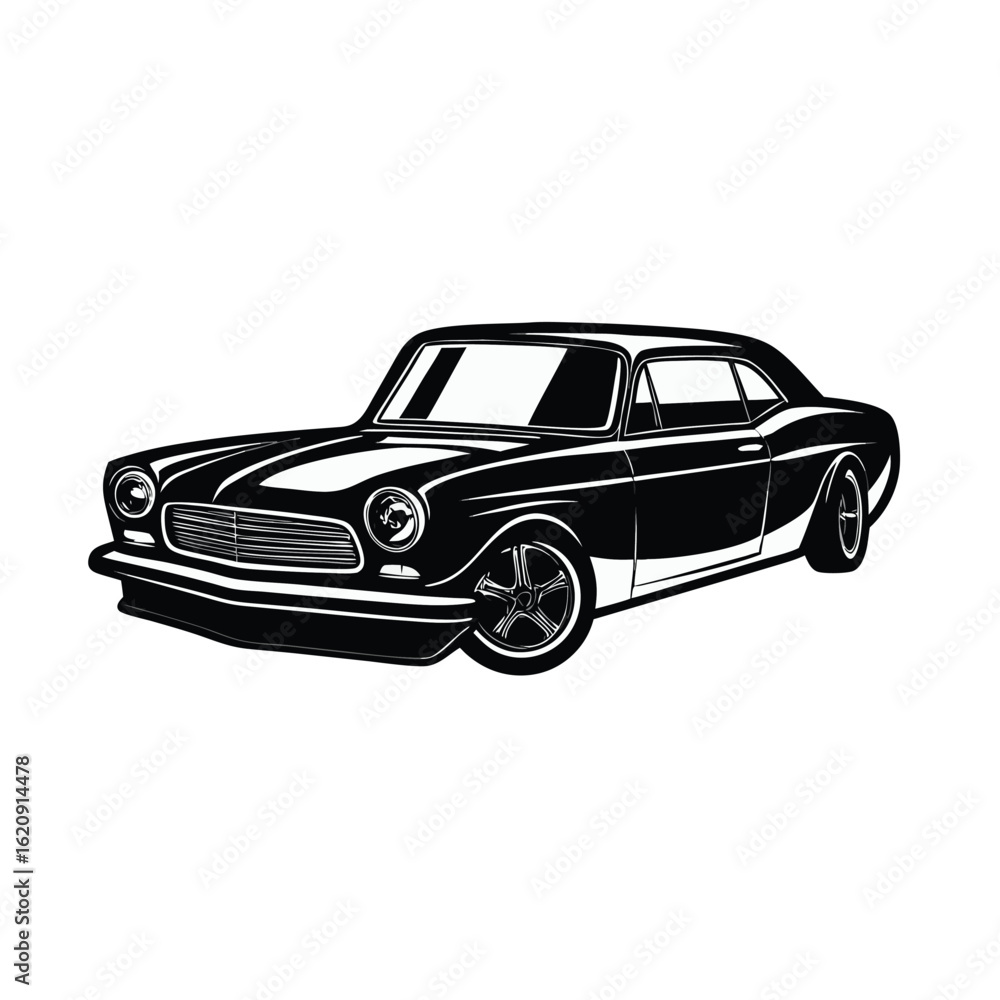 Obraz premium Silhouette-set-of-various-vintage-cars--black