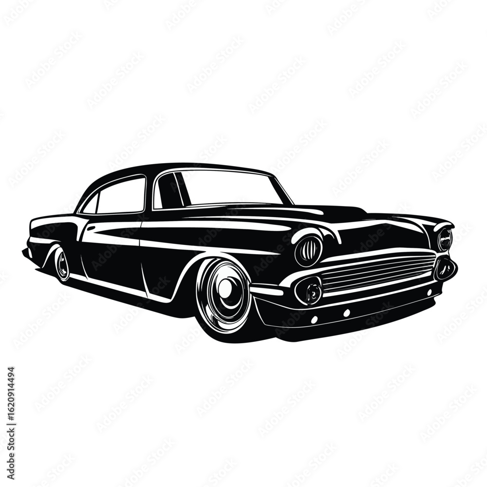 Obraz premium Silhouette-set-of-various-vintage-cars--black