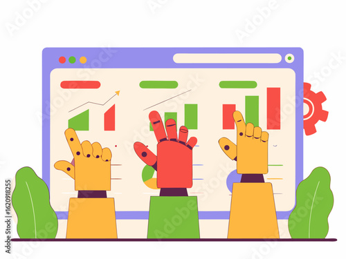Workflow automation with robotic hands managing business tasks