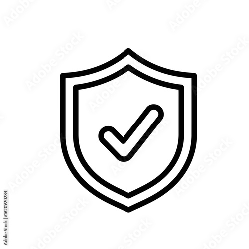 Vector Icon of Shield with Check Mark for Security  