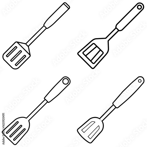 Spatula Coloring Page – Kitchen Utensil Illustration for Kids and Adults