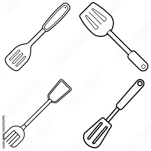 Spatula Coloring Page – Kitchen Utensil Illustration for Kids and Adults