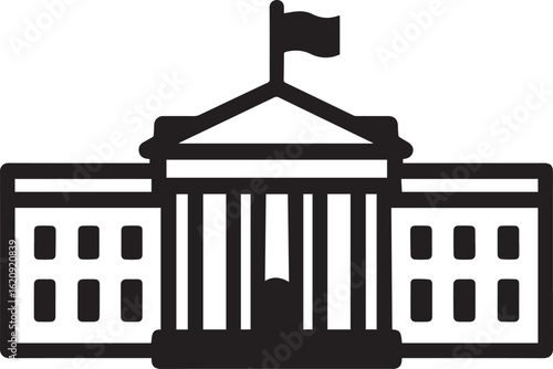 Government Building Silhouette Icon Representation of Law, Politics, and Civic Institutions Symbolizing Democracy and Administration