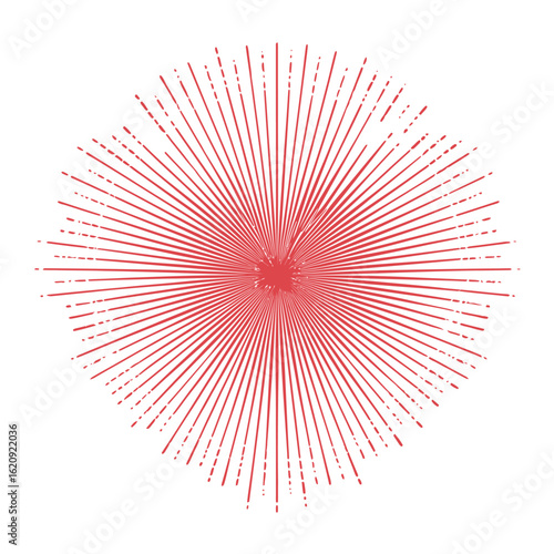 Red Burst Sun Rays Graphic Design Element Abstract Radial Lines Background