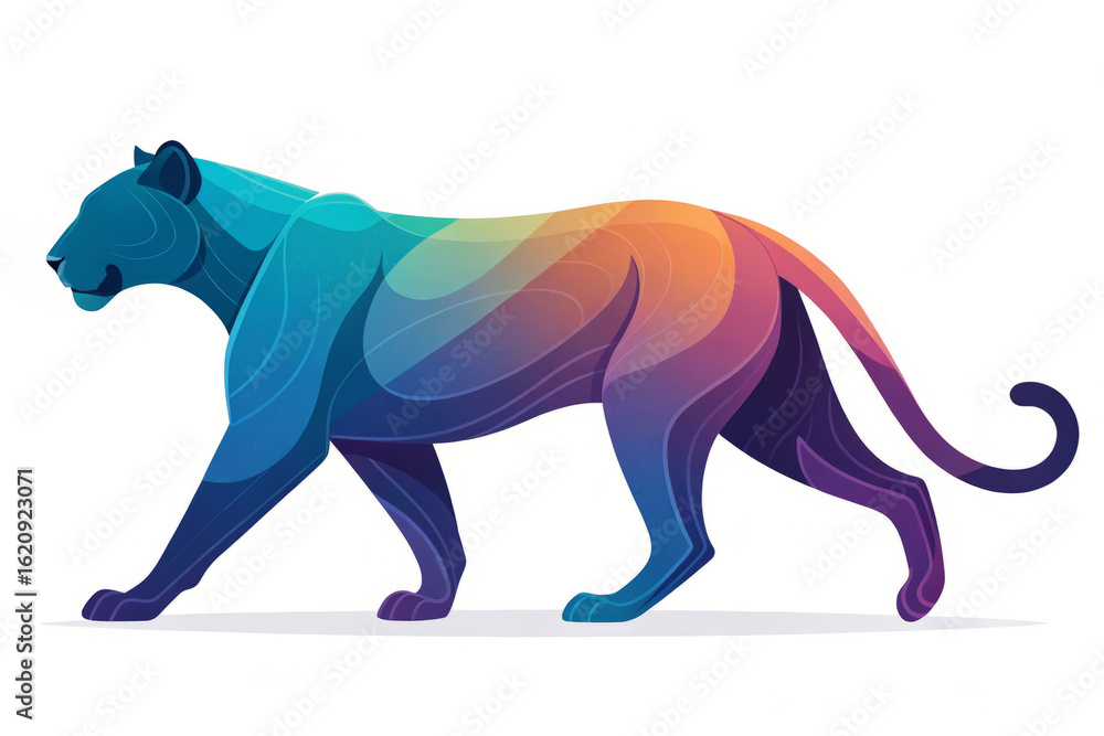 Fototapeta premium Colorful Gradient Panther Walking Vector Illustration