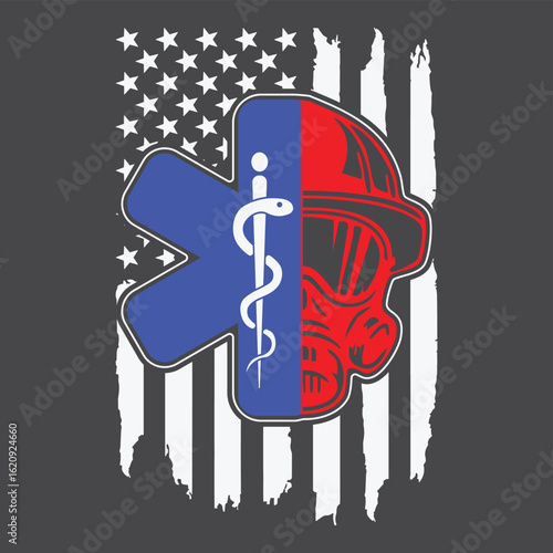 EMT Firefighter Paramedic Firefighter Gift EMS Back Print T-Shirt