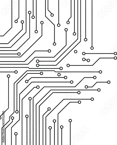 Abstract Futuristic Circuit Board Illustration with Tech Elements