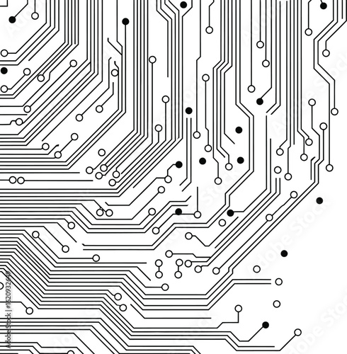 Abstract Futuristic Circuit Board Illustration with Tech Elements