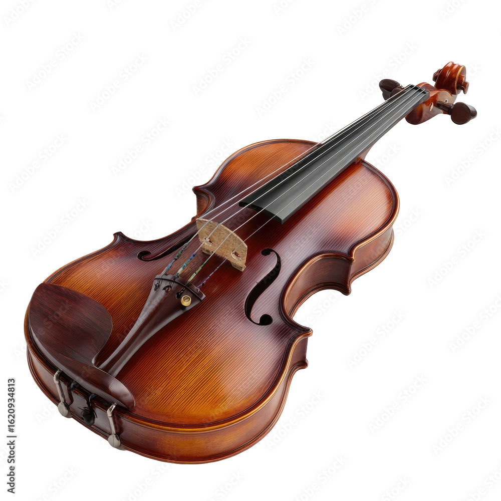 Fototapeta premium Violin, rich warm tones, classic design, isolated on black